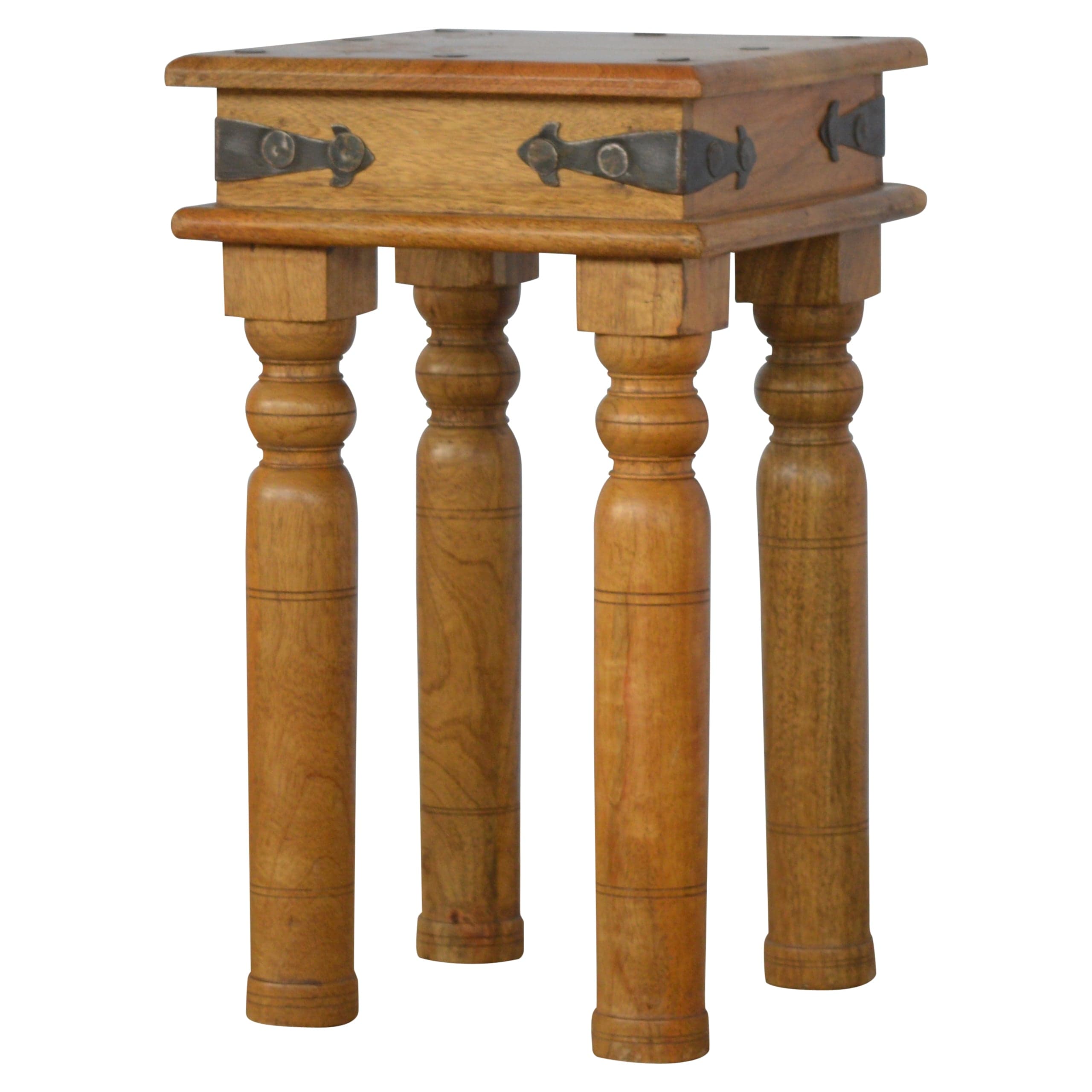 Mid-Century Modern Thakat End Table - Solid Mango Wood Side Table for Living Room - product view 3 showing handcrafted...