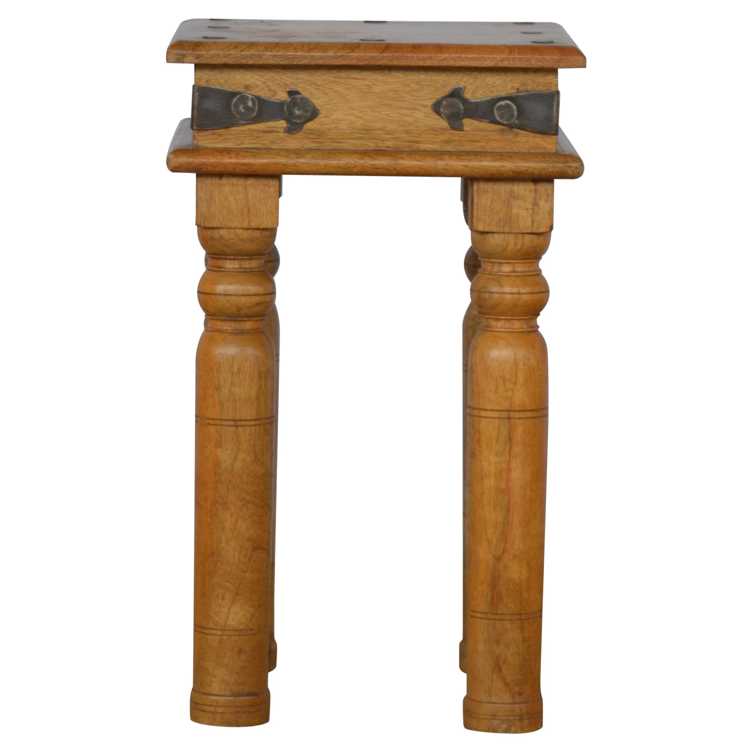 Mid-Century Modern Thakat End Table - Solid Mango Wood Side Table for Living Room - main view showing handcrafted solid...
