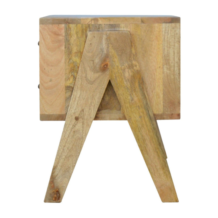 Mid-Century Modern Trestle TV Stand - Solid Mango Wood Entertainment Center for Living Room - product view 7 showing...