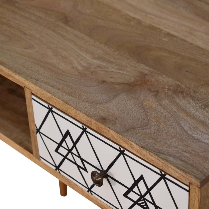 Mid-Century Modern Triangle Printed Writing Desk - Solid Mango Wood Writing Table for Home Office - product view 5...