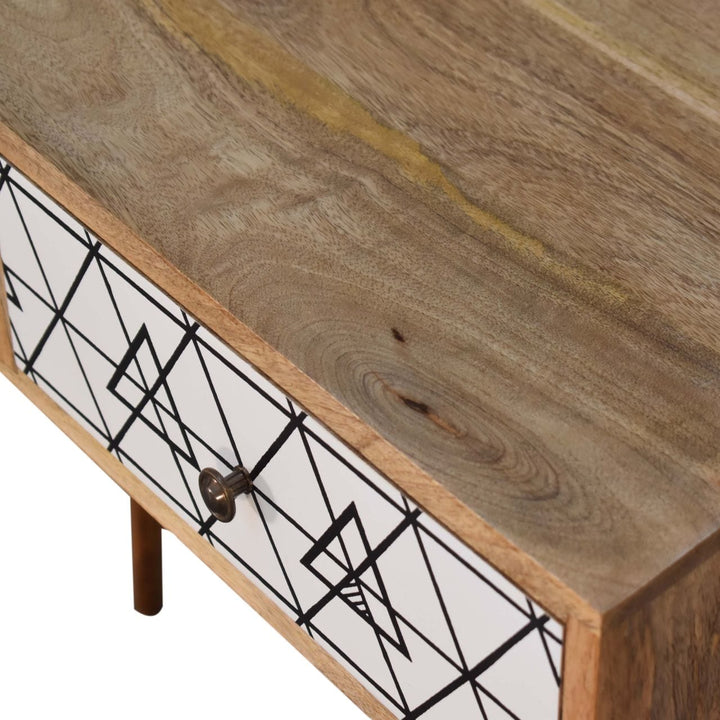 Mid-Century Modern Triangular Console Table - Solid Mango Wood Hallway Console for Entryway - product view 5 showing...