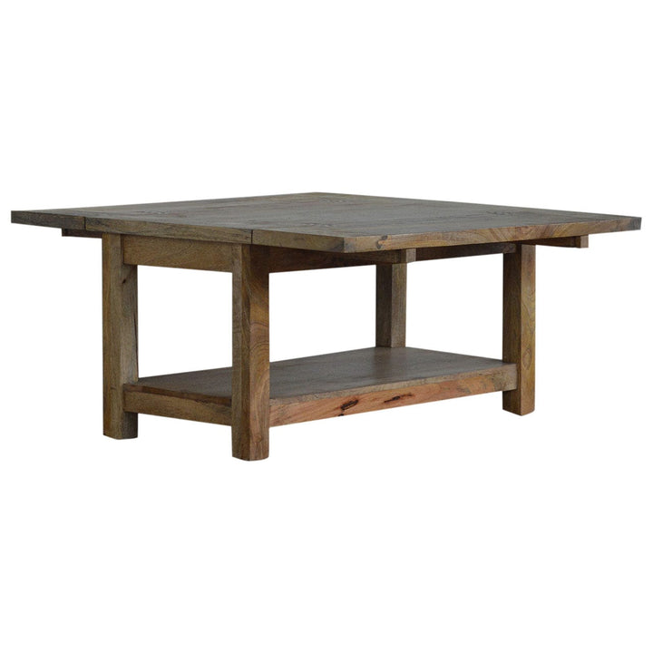 Farmhouse Trilogy Coffee Table - Solid Mango Wood Center Table for Living Room - product view 4 showing handcrafted solid...
