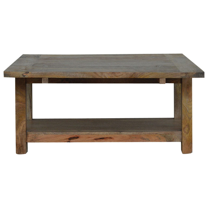Farmhouse Trilogy Coffee Table - Solid Mango Wood Center Table for Living Room - product view 3 showing handcrafted solid...