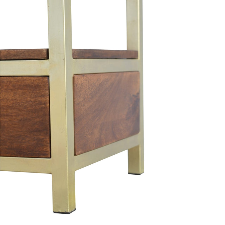 Mid-Century Modern TV Stand - Solid Mango Wood Entertainment Center for Living Room - product view 7 showing handcrafted...