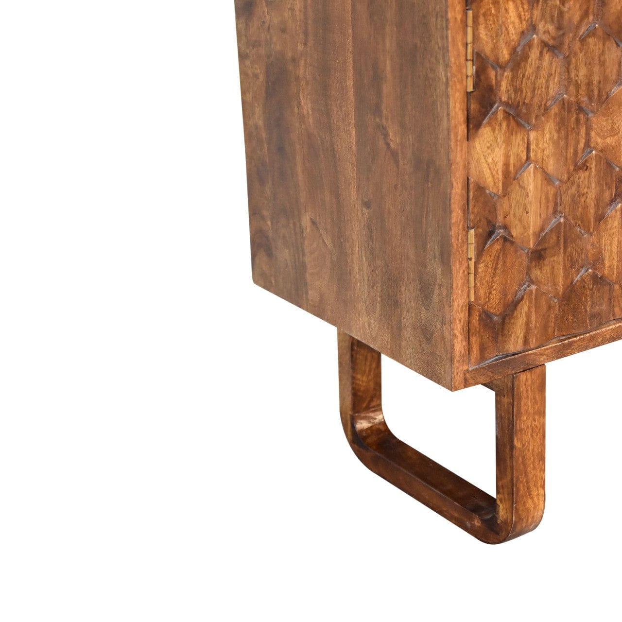 Mid-Century Modern U-Chestnut Sideboard - Solid Mango Wood Buffet Cabinet for Dining Room - product view 6 showing...