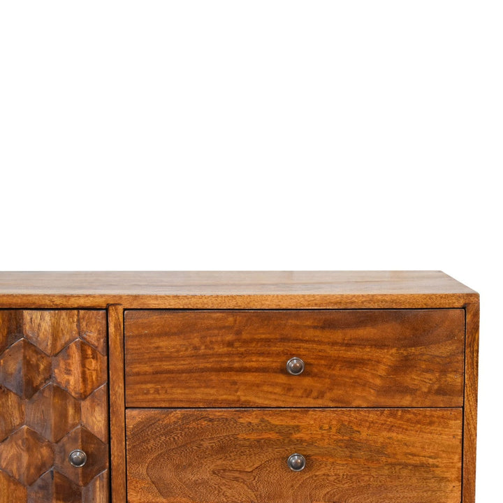 Mid-Century Modern U-Chestnut Sideboard - Solid Mango Wood Buffet Cabinet for Dining Room - product view 4 showing...