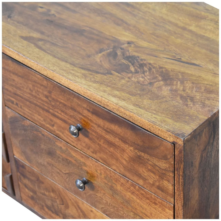 Mid-Century Modern U-Chestnut Sideboard - Solid Mango Wood Buffet Cabinet for Dining Room - product view 5 showing...