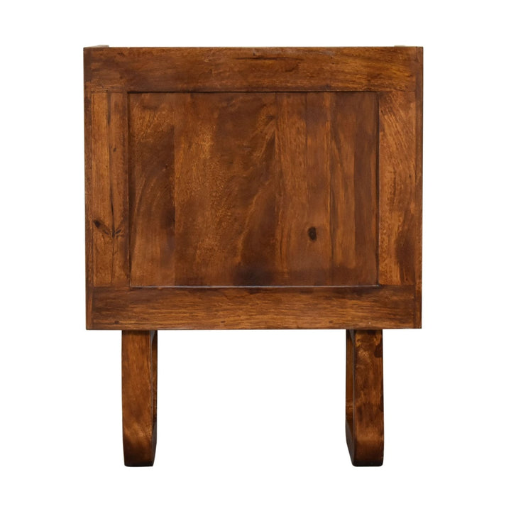 Mid-Century Modern U-Chestnut Sunrise Open Nightstand - Solid Mango Wood Bedside Table for Bedroom - product view 9...