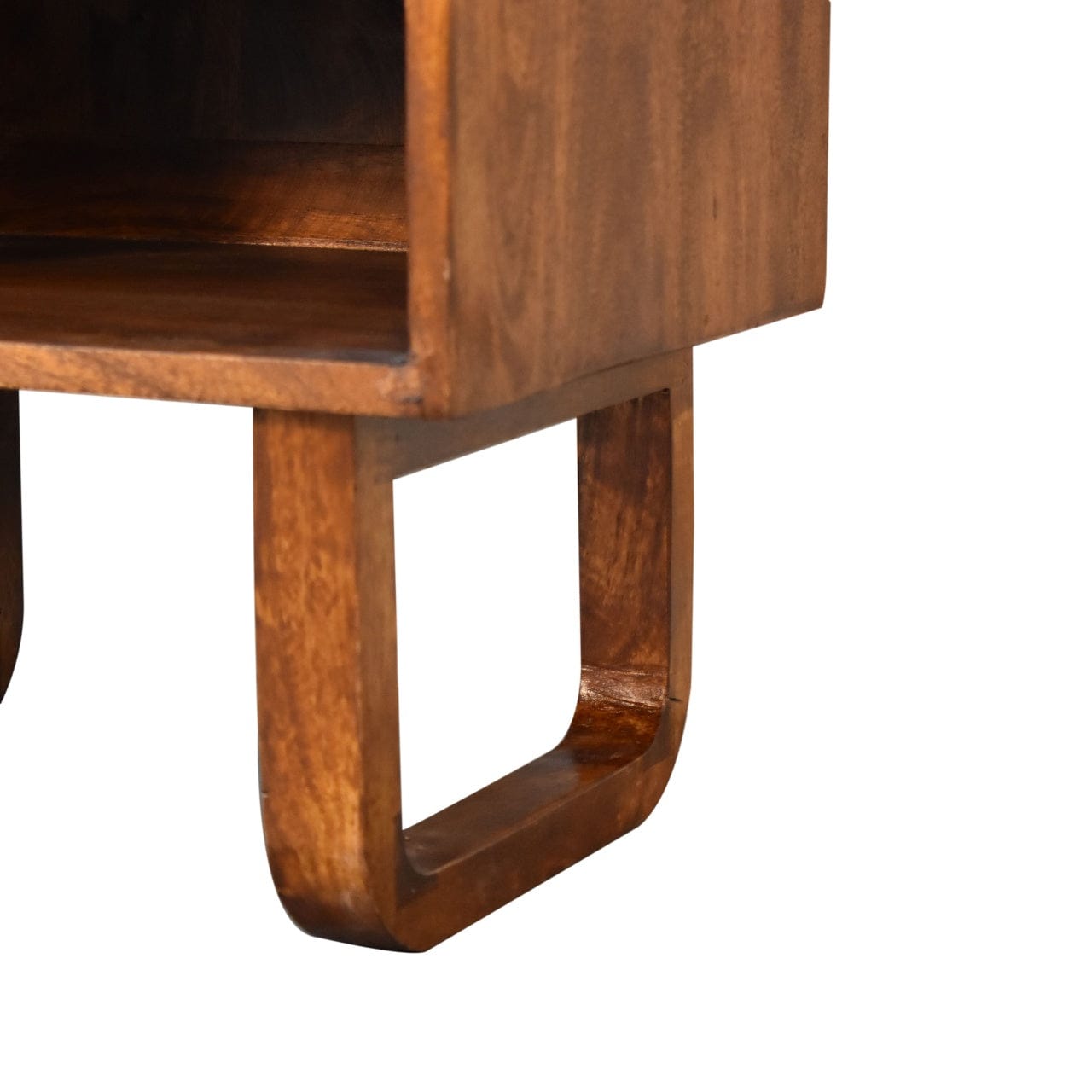 Mid-Century Modern U-Chestnut Sunrise Open Nightstand - Solid Mango Wood Bedside Table for Bedroom - product view 7...