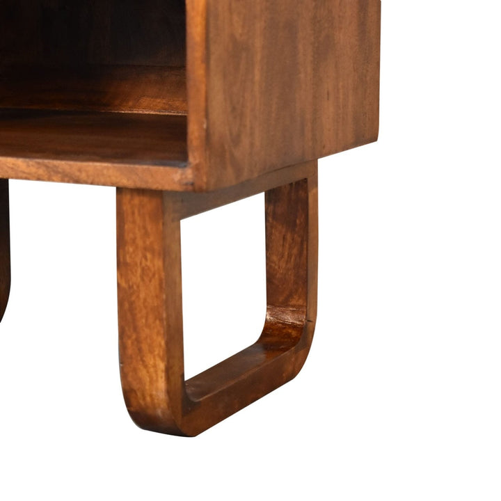 Mid-Century Modern U-Chestnut Sunrise Open Nightstand - Solid Mango Wood Bedside Table for Bedroom - product view 7...