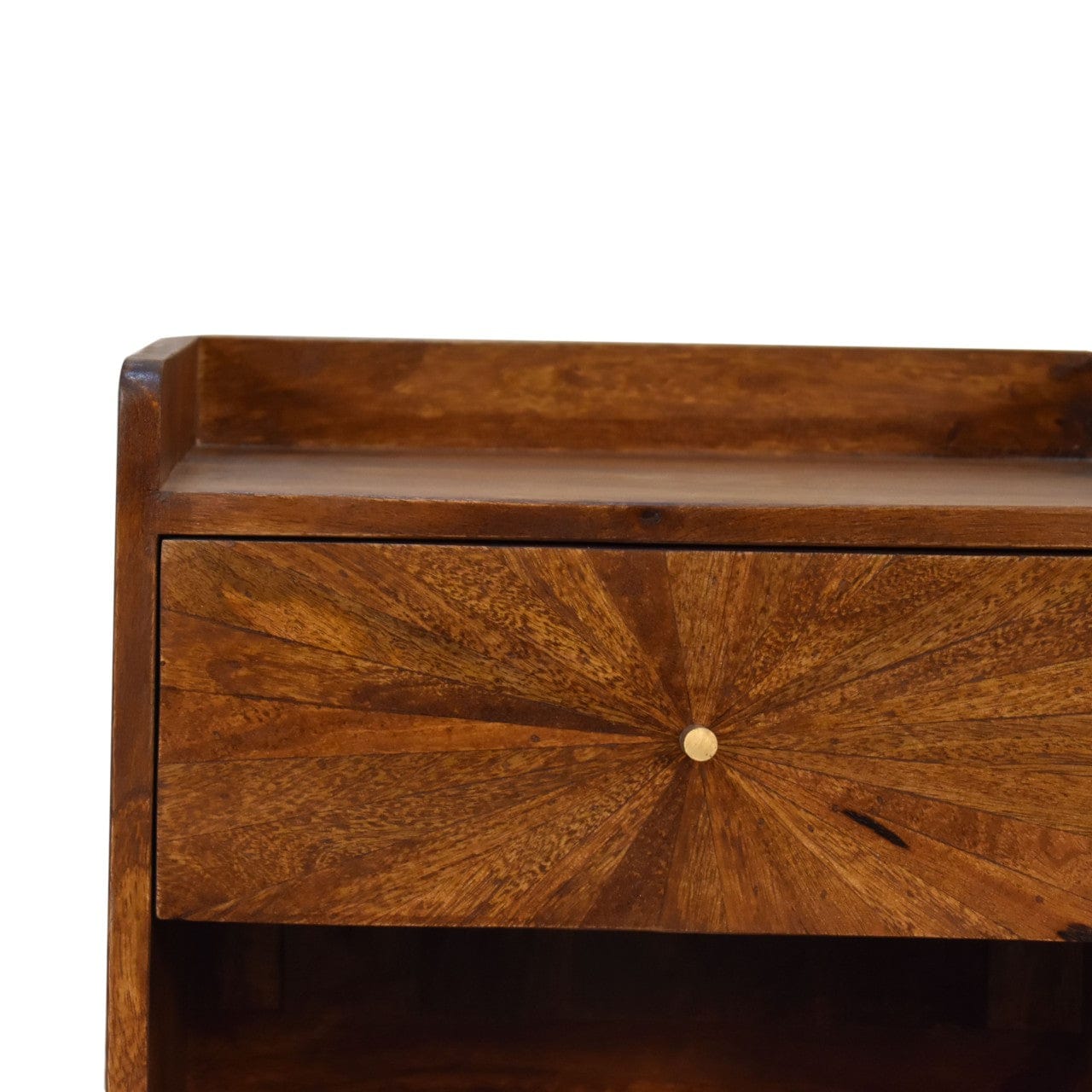 Mid-Century Modern U-Chestnut Sunrise Open Nightstand - Solid Mango Wood Bedside Table for Bedroom - product view 5...