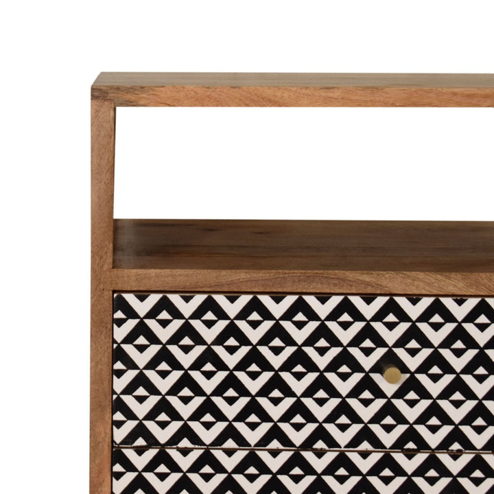 Mid-Century Modern Valentina Nightstand - Solid Mango Wood Bedside Table for Bedroom - product view 3 showing handcrafted...