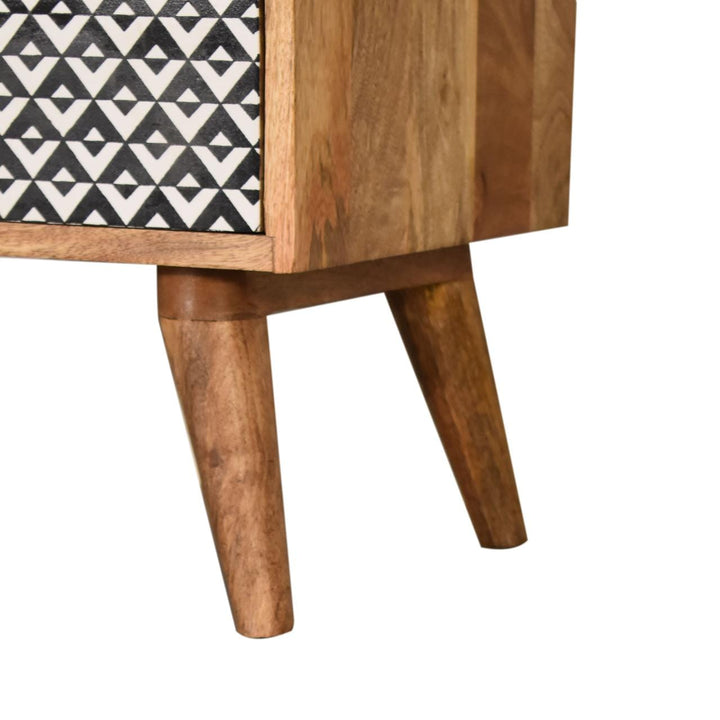 Mid-Century Modern Valentina Nightstand - Solid Mango Wood Bedside Table for Bedroom - product view 6 showing handcrafted...
