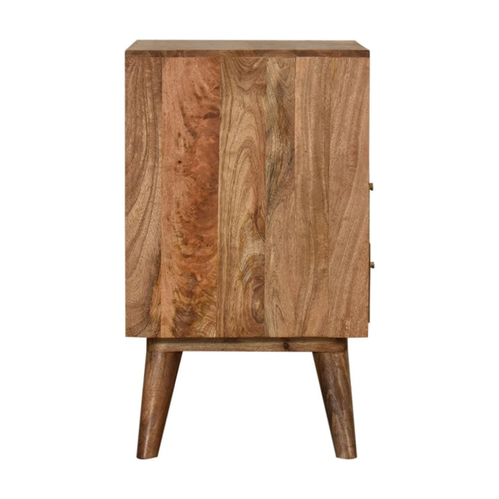 Mid-Century Modern Valentina Nightstand - Solid Mango Wood Bedside Table for Bedroom - product view 7 showing handcrafted...