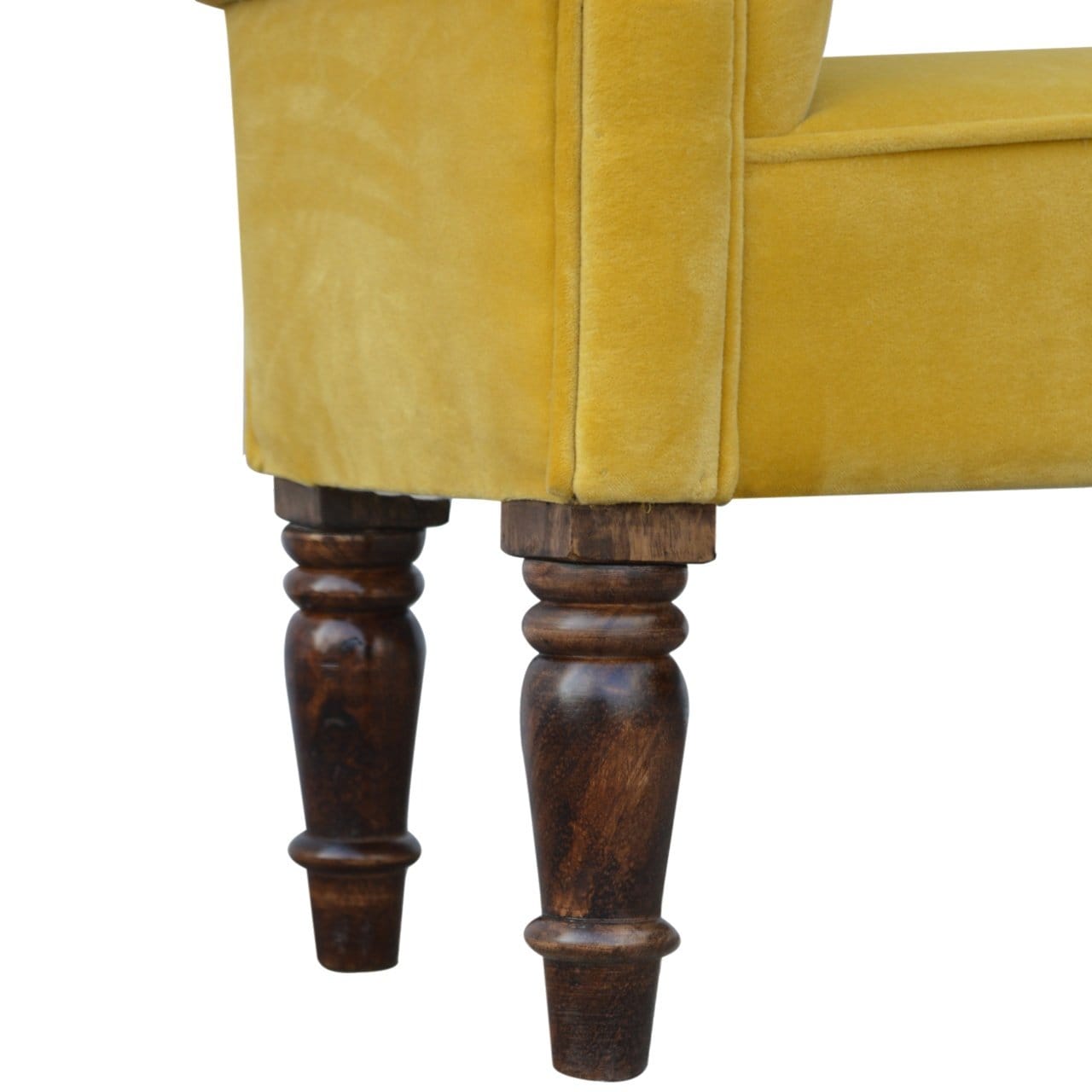 Mid-Century Modern Velvet Bench - Solid Mango Wood Seating Furniture for Entryway - product view 7 showing handcrafted...