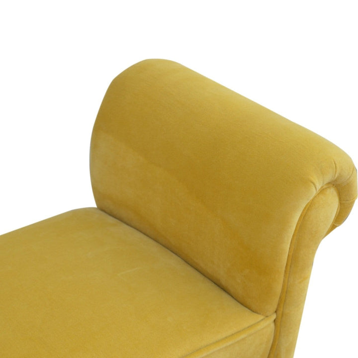 Mid-Century Modern Velvet Bench - Solid Mango Wood Seating Furniture for Entryway - product view 6 showing handcrafted...