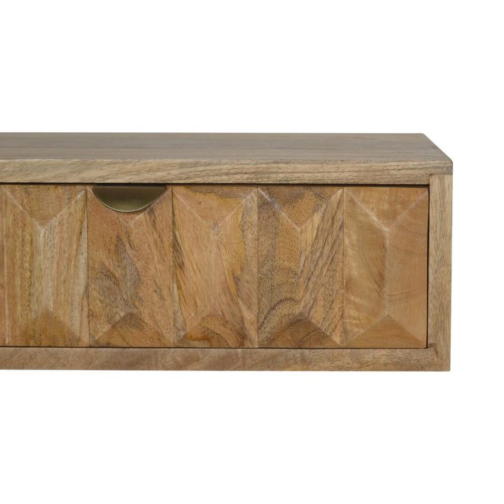 Mid-Century Modern Wall Mounted Prism Nightstand - Solid Mango Wood Bedside Table for Bedroom - product view 3 showing...