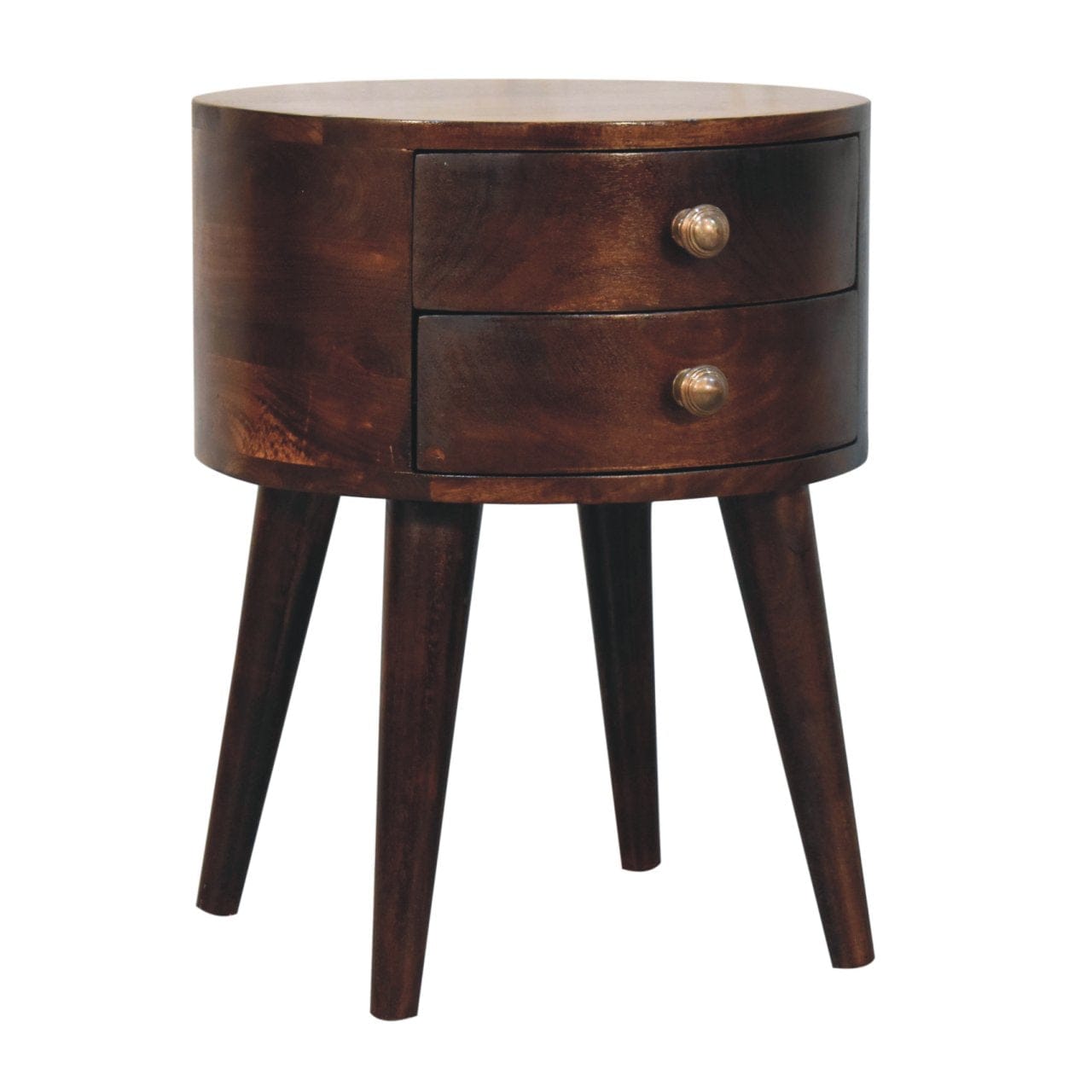Mid-Century Modern Odyssey California Walnut Nightstand - Solid Mango Wood Bedside Table for Bedroom - product view 2...