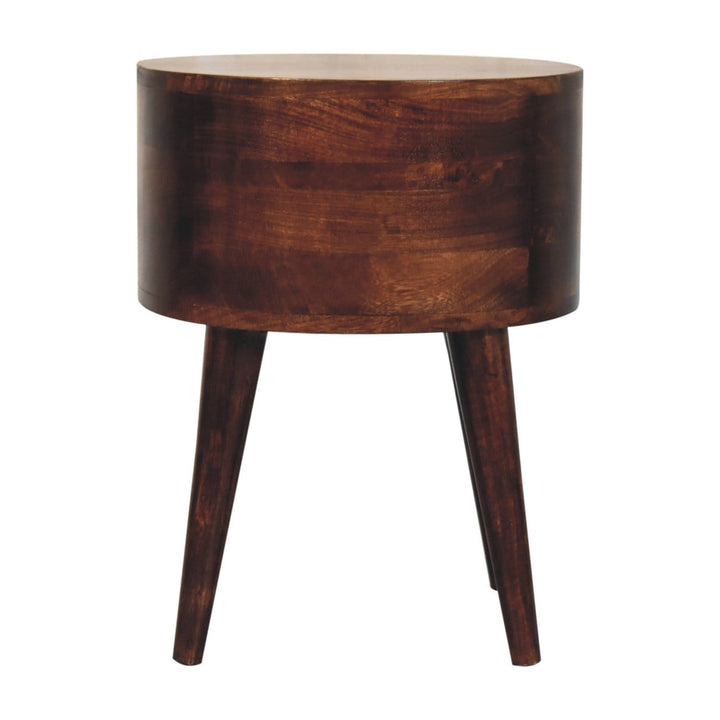 Mid-Century Modern Odyssey California Walnut Nightstand - Solid Mango Wood Bedside Table for Bedroom - product view 9...