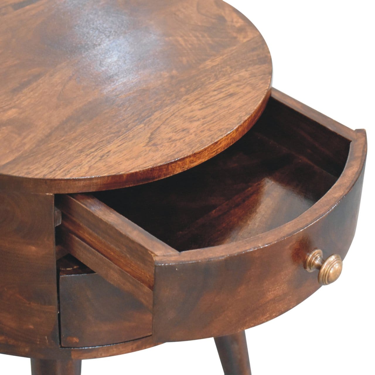Mid-Century Modern Odyssey California Walnut Nightstand - Solid Mango Wood Bedside Table for Bedroom - product view 6...