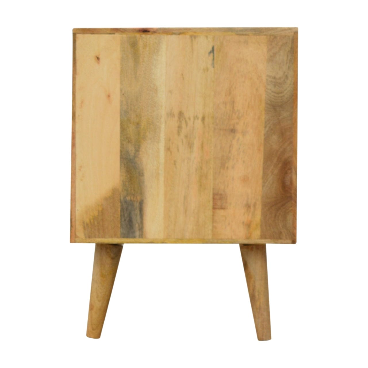 Mid-Century Modern White Envelope Nightstand - Solid Mango Wood Bedside Table for Bedroom - product view 8 showing...