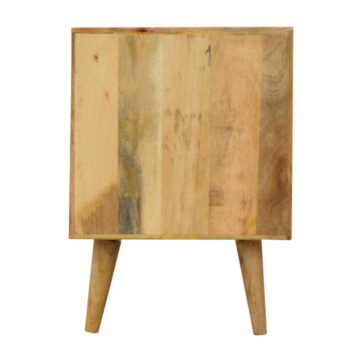 Mid-Century Modern White Envelope Nightstand - Solid Mango Wood Bedside Table for Bedroom - product view 8 showing...