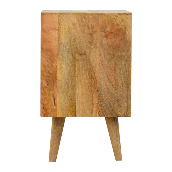 Mid-Century Modern White Envelope Nightstand - Solid Mango Wood Bedside Table for Bedroom - product view 7 showing...