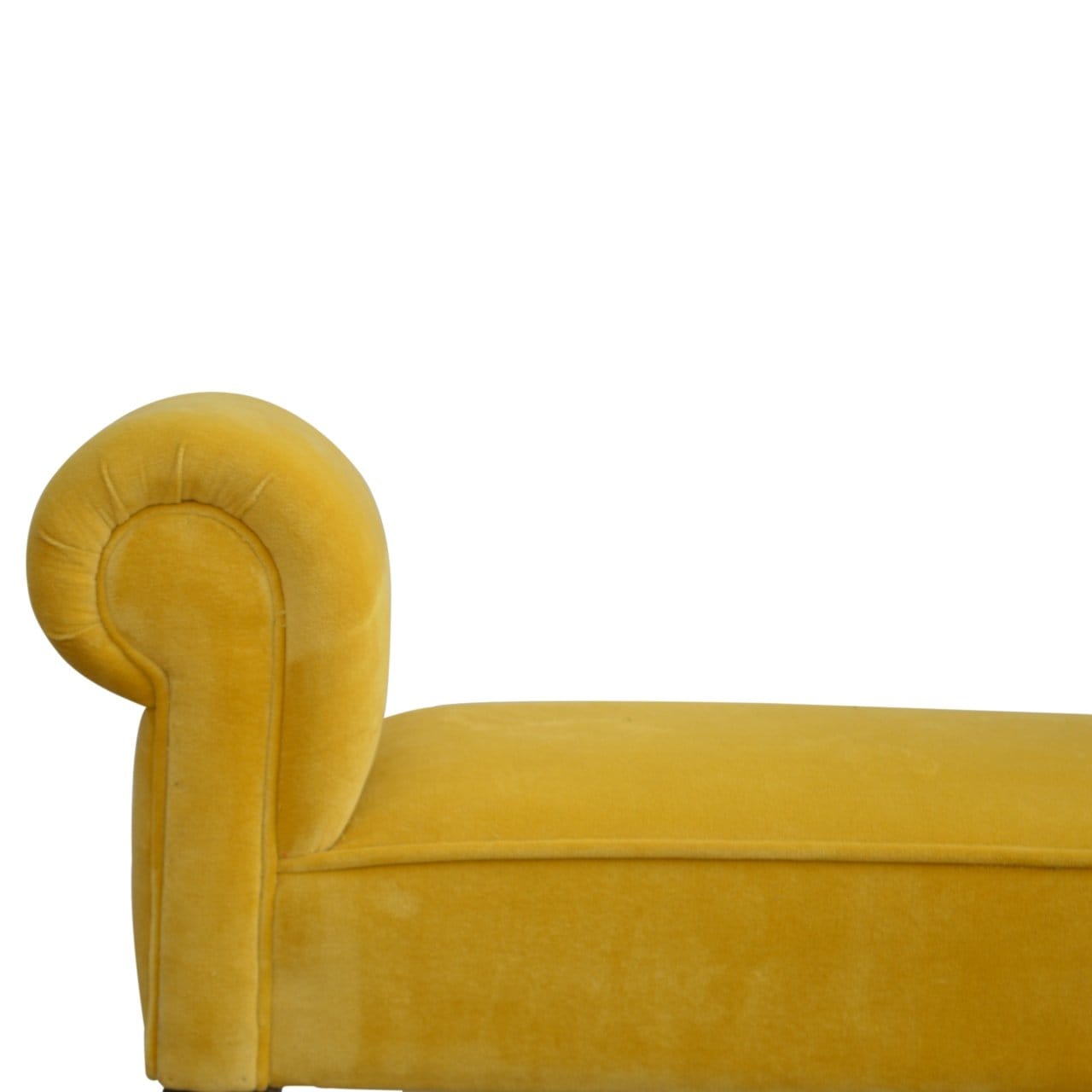 Mid-Century Modern Velvet Bench - Solid Mango Wood Seating Furniture for Entryway - product view 3 showing handcrafted...