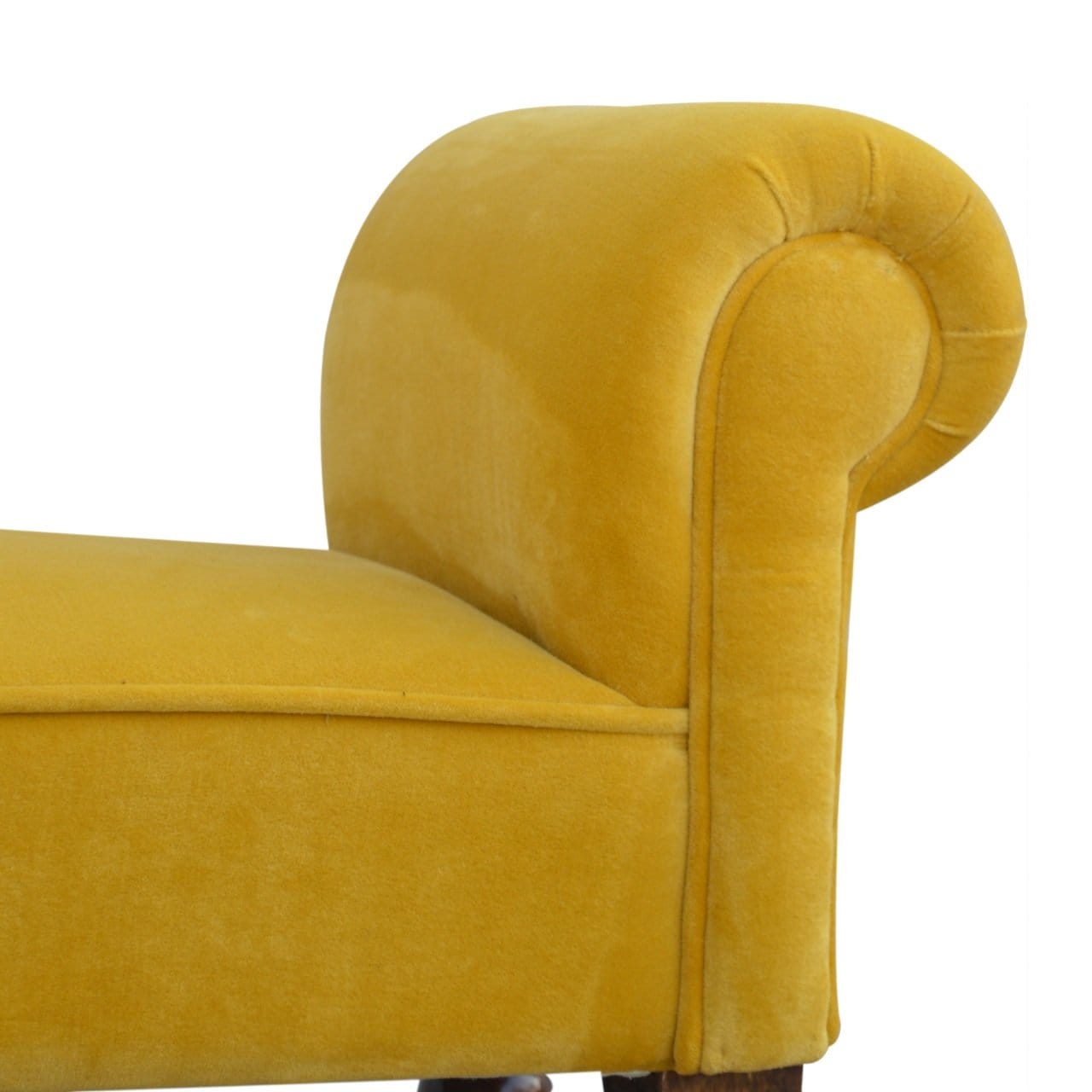 Mid-Century Modern Velvet Bench - Solid Mango Wood Seating Furniture for Entryway - product view 5 showing handcrafted...