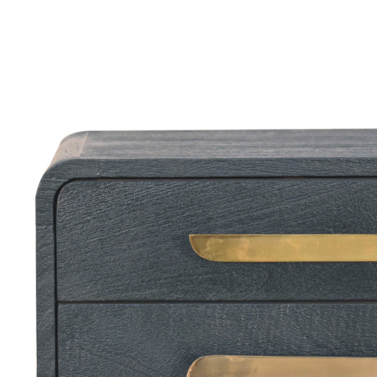 Midnight Teal Nightstand - Solid Mango Wood Bedside Table for Bedroom - product view 6 showing handcrafted solid mango...