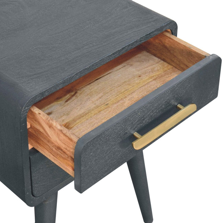 Midnight Teal Nightstand - Solid Mango Wood Bedside Table for Bedroom - product view 8 showing handcrafted solid mango...