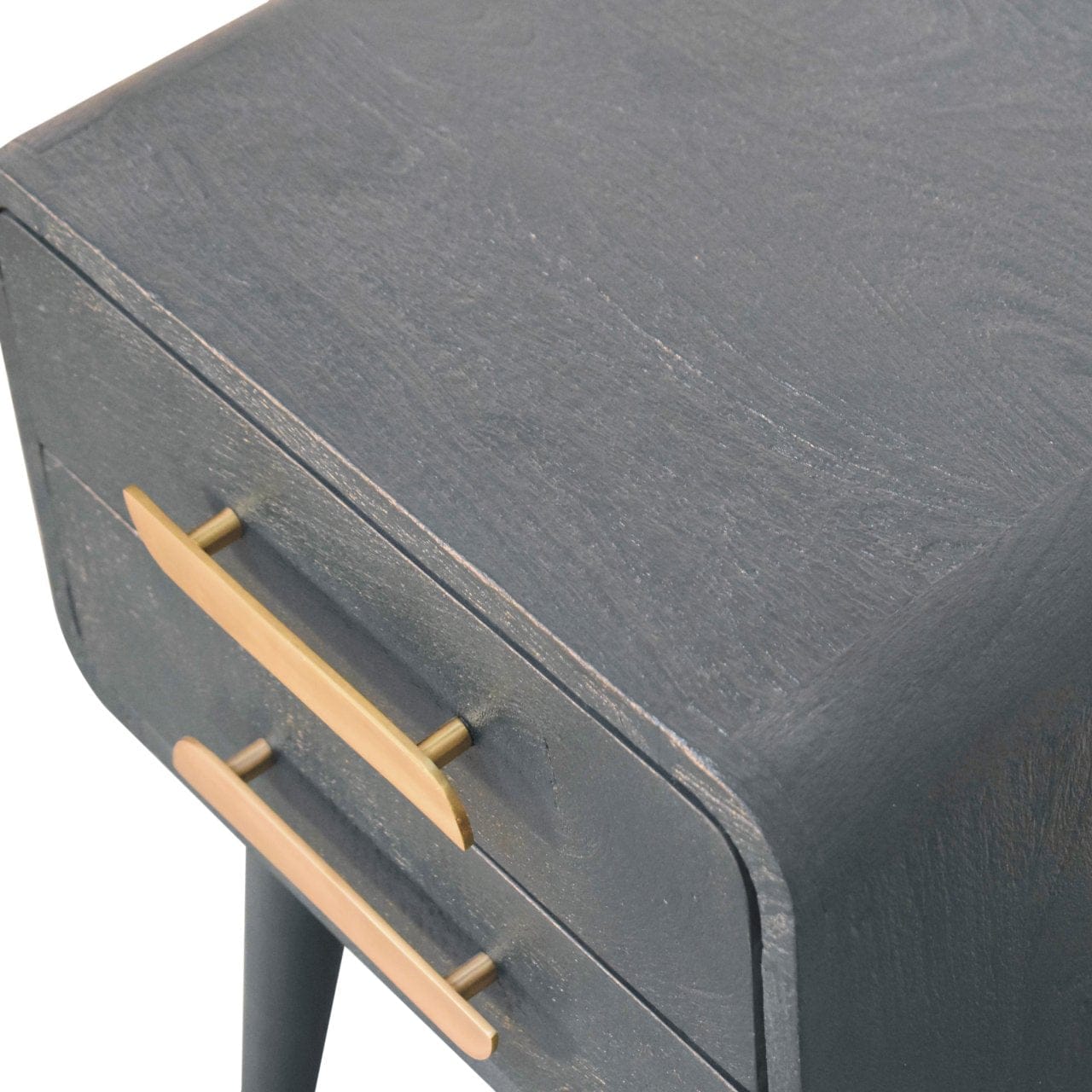Midnight Teal Nightstand - Solid Mango Wood Bedside Table for Bedroom - product view 7 showing handcrafted solid mango...