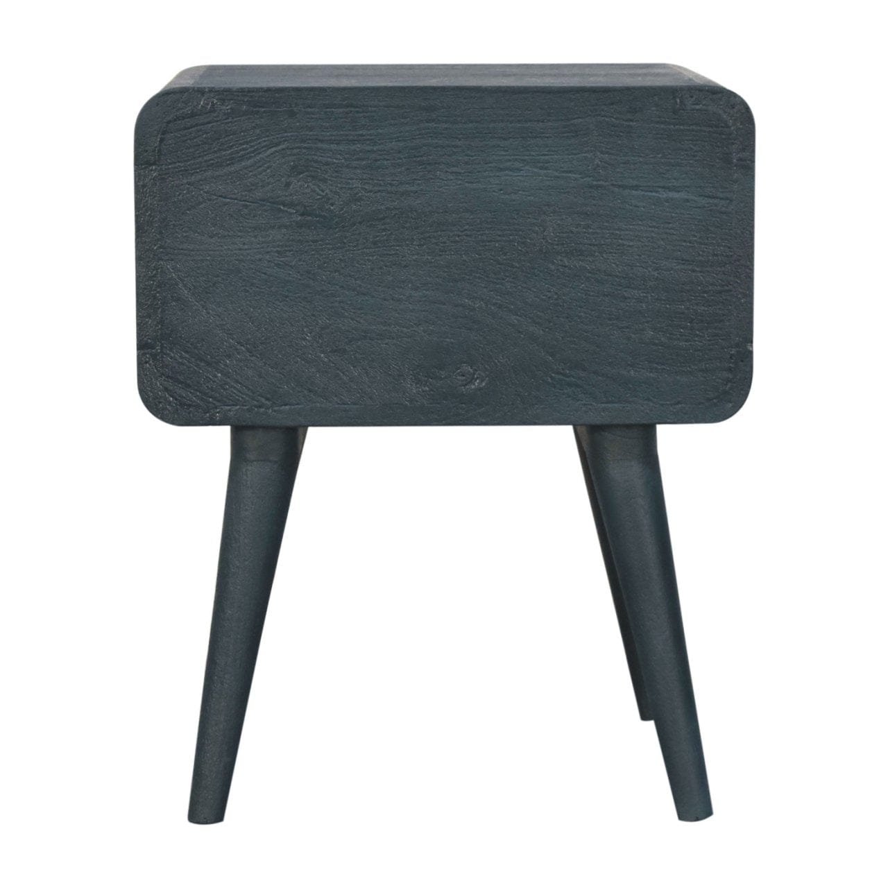 Midnight Teal Nightstand - Solid Mango Wood Bedside Table for Bedroom - product view 11 showing handcrafted solid mango...