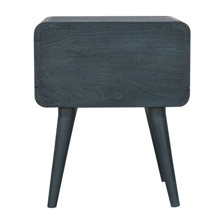 Midnight Teal Nightstand - Solid Mango Wood Bedside Table for Bedroom - product view 11 showing handcrafted solid mango...
