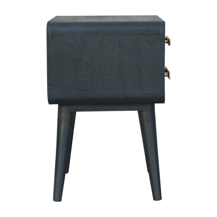 Midnight Teal Nightstand - Solid Mango Wood Bedside Table for Bedroom - product view 10 showing handcrafted solid mango...
