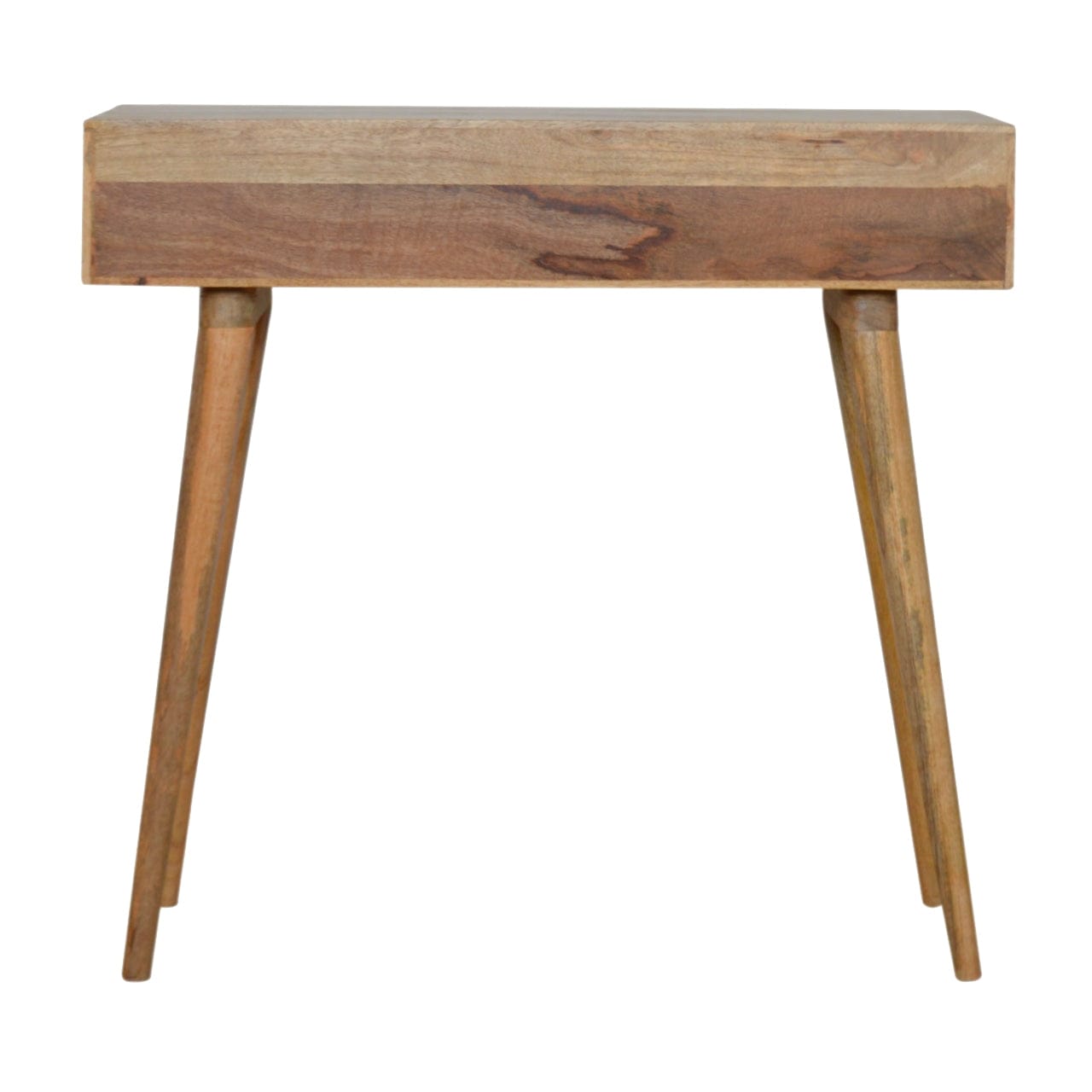 Milan Grey Console Table - Solid Mango Wood Hallway Console for Entryway - product view 8 showing handcrafted solid mango...