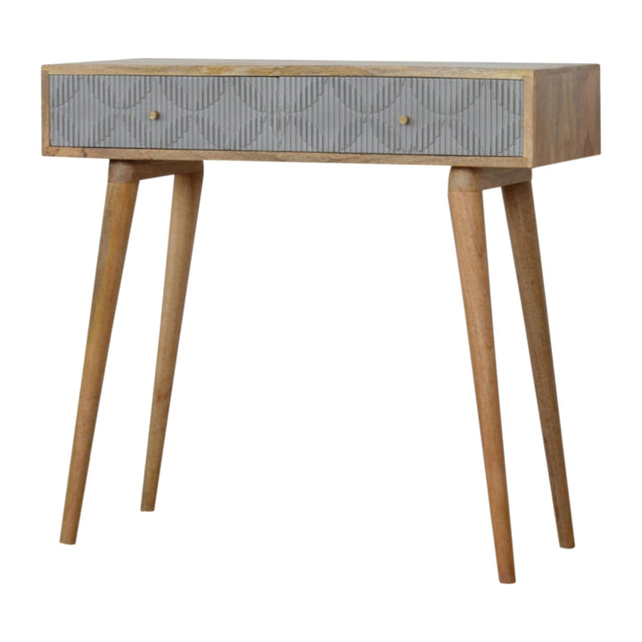 Milan Grey Console Table - Solid Mango Wood Hallway Console for Entryway - main view showing handcrafted solid mango wood...