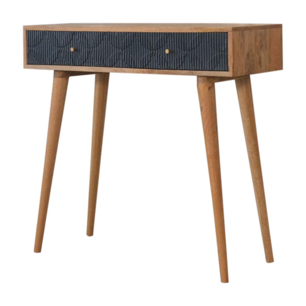 Milan Navy Console Table - Solid Mango Wood Hallway Console for Entryway - main view showing handcrafted solid mango wood...