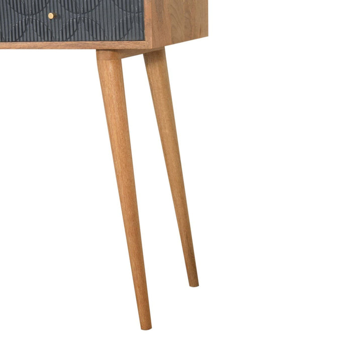 Milan Navy and White Console - Entryway & Hallway Table in Solid Mango Wood - product view 7 showing handcrafted solid...