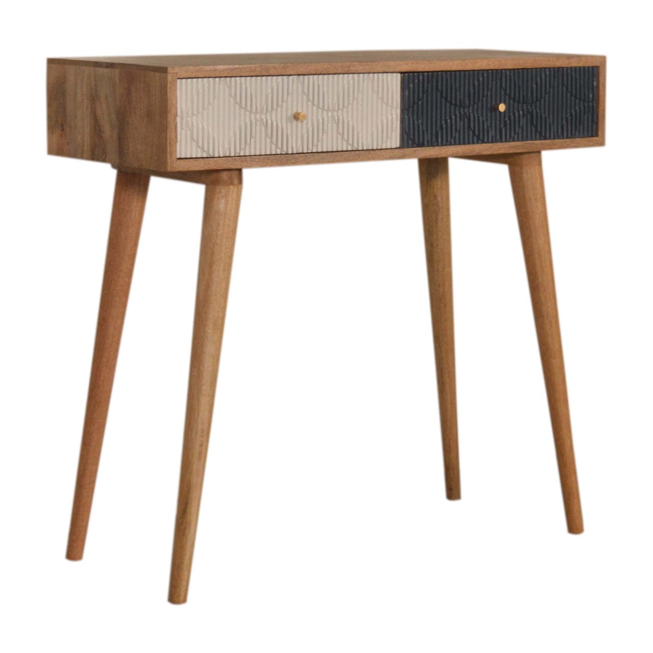 Milan Navy and White Console - Entryway & Hallway Table in Solid Mango Wood - main view showing handcrafted solid mango...