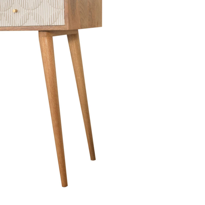 Milan White Console Table - Solid Mango Wood Hallway Console for Entryway - product view 6 showing handcrafted solid...
