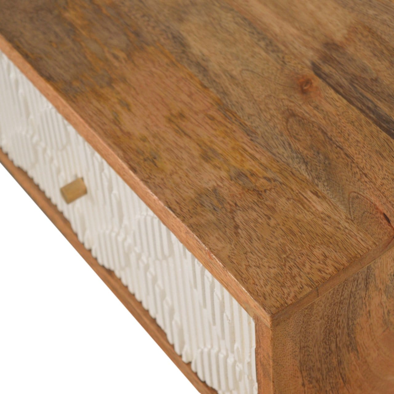 Milan White Console Table - Solid Mango Wood Hallway Console for Entryway - product view 4 showing handcrafted solid...