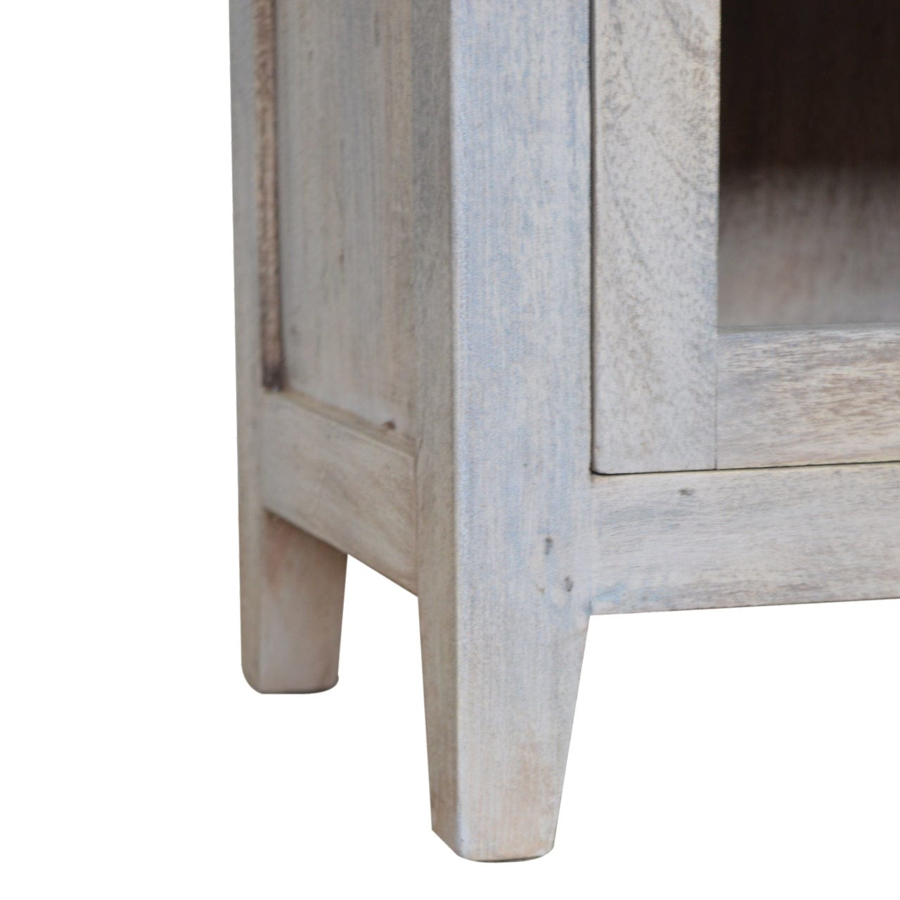 Mini Acid Wash Nightstand - Solid Mango Wood Bedside Table for Bedroom - product view 7 showing handcrafted solid mango...