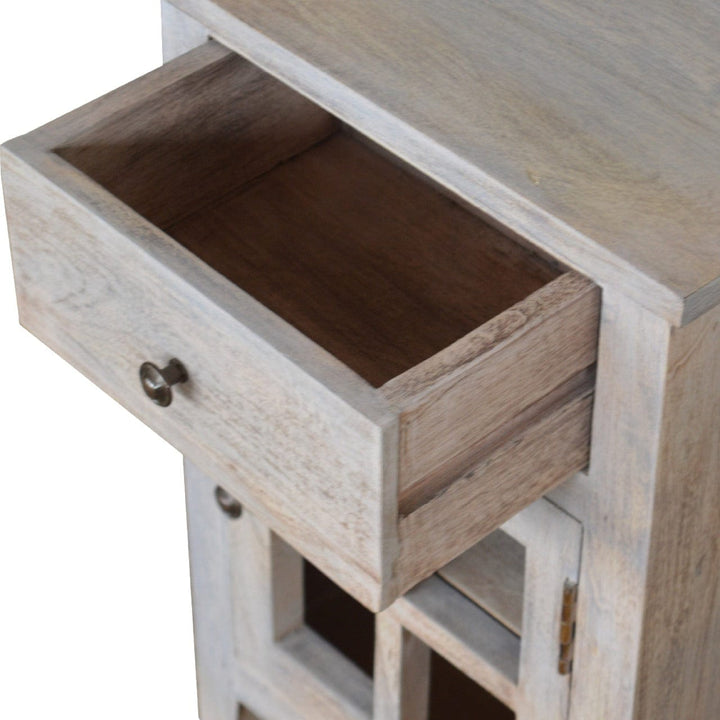 Mini Acid Wash Nightstand - Solid Mango Wood Bedside Table for Bedroom - product view 6 showing handcrafted solid mango...