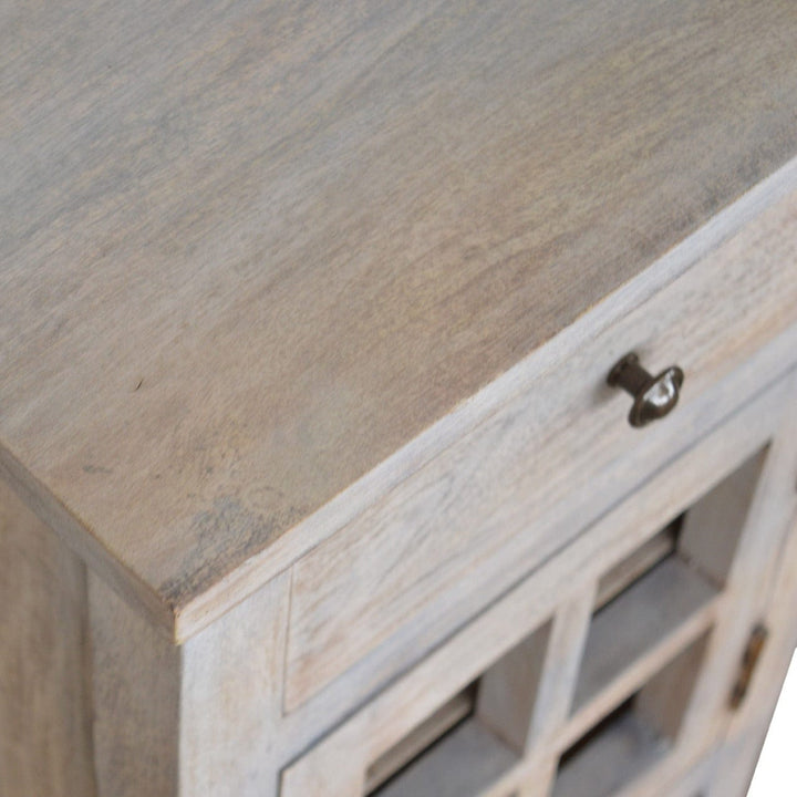 Mini Acid Wash Nightstand - Solid Mango Wood Bedside Table for Bedroom - product view 5 showing handcrafted solid mango...