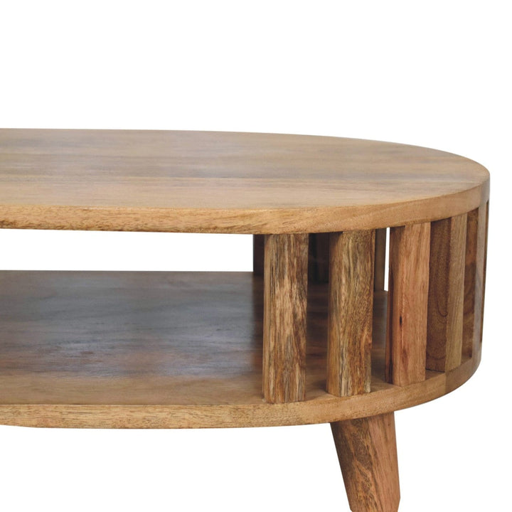 Mini Ariella Coffee Table - Solid Mango Wood Center Table for Living Room - product view 5 showing handcrafted solid...