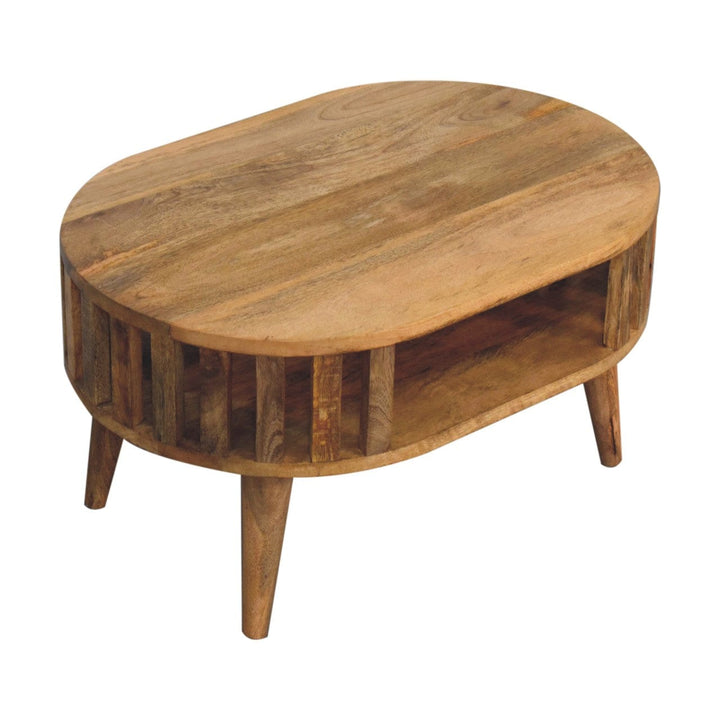 Mini Ariella Coffee Table - Solid Mango Wood Center Table for Living Room - product view 7 showing handcrafted solid...