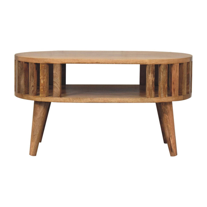 Mini Ariella Coffee Table - Solid Mango Wood Center Table for Living Room - product view 2 showing handcrafted solid...