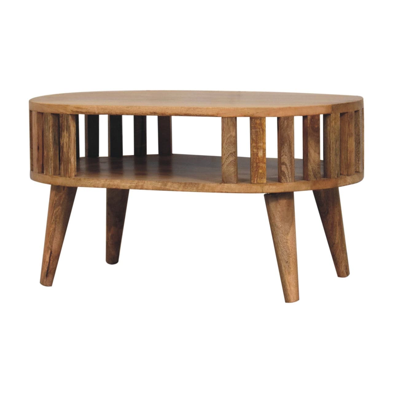 Mini Ariella Coffee Table - Solid Mango Wood Center Table for Living Room - product view 4 showing handcrafted solid...