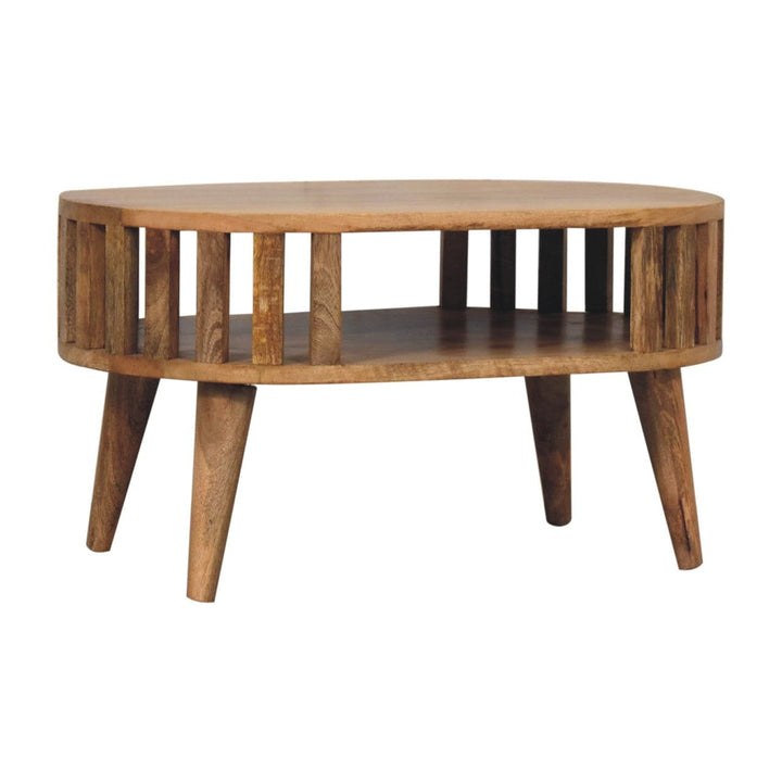 Mini Ariella Coffee Table - Solid Mango Wood Center Table for Living Room - product view 3 showing handcrafted solid...